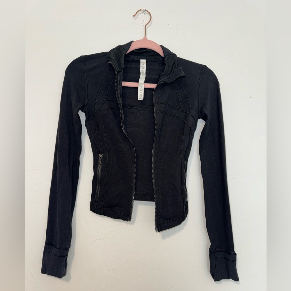 Lululemon define cropped jacket Nulu black Zip-Front athletic Jacket FLAWED 0